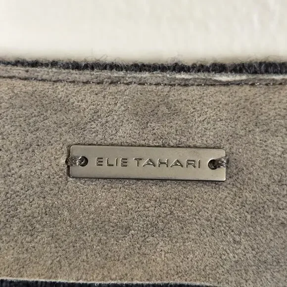 ELIE TAHARI $898 JOPLIN Genuine Lamb Leather MerinoWool Asymmetric Moto Jacket M - Picture 4 of 14